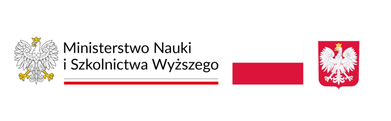 Logo Ministerstwa Nauki i Szkolnictwa Wyższego oraz flaga i godło Polski
